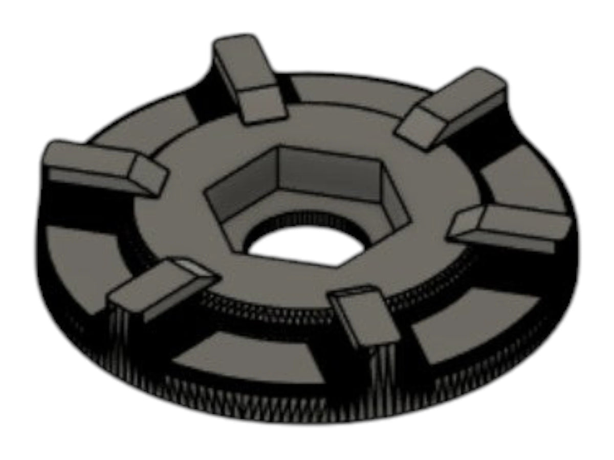 CAD render of the Kross Airsoft Design Odin speed loader replacement wheel, showing the drive teeth
