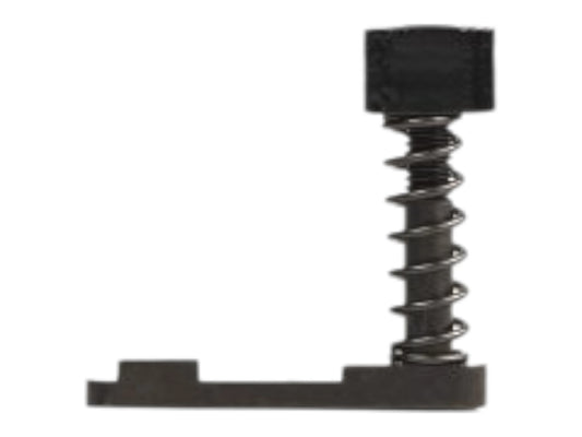 Wolverine MTW magazine catch assembled, with the button and spring fitted to the mounting plate