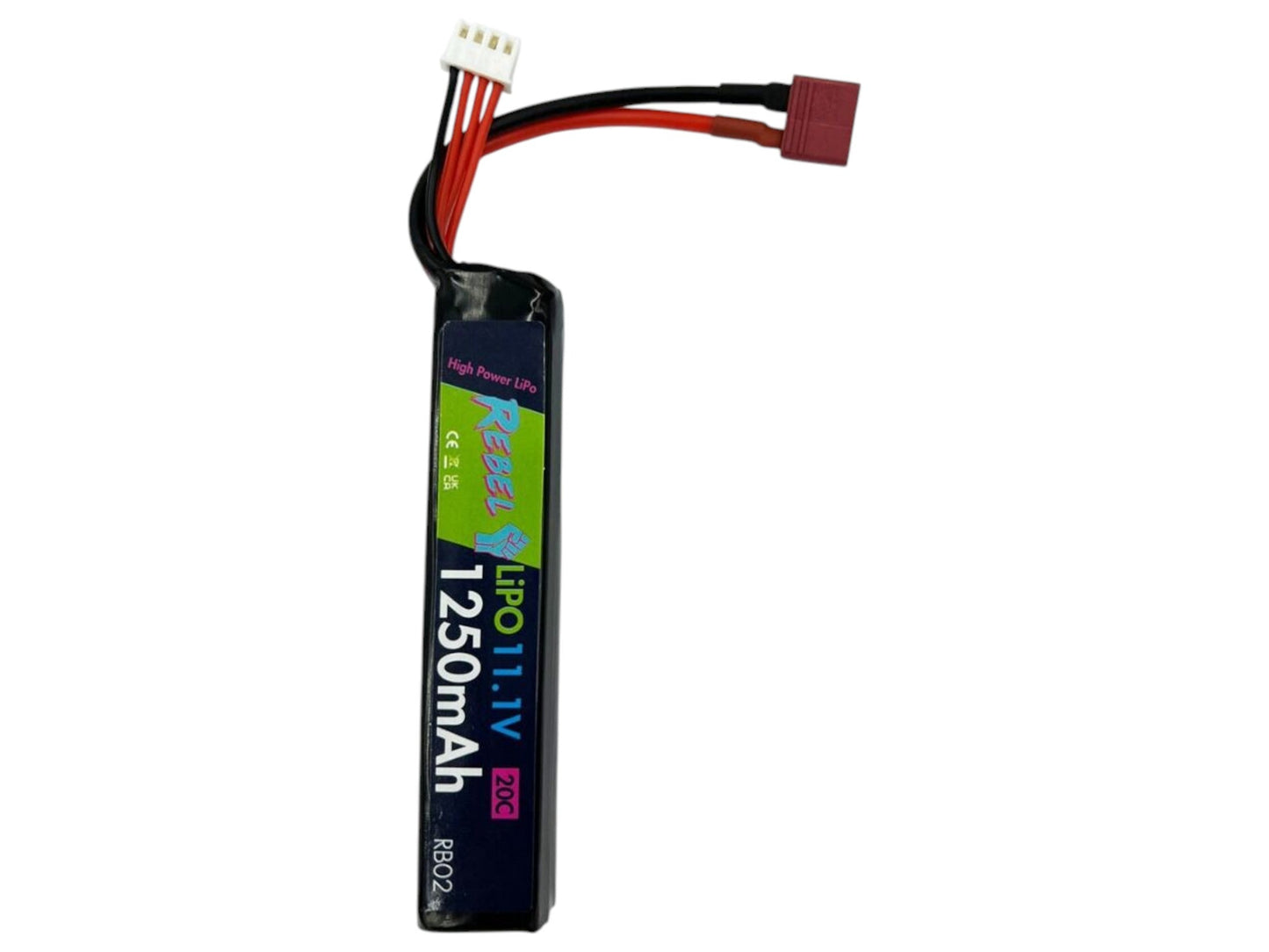 Rebel 1250mAh Lipo 11.1V 20C Stick Deans