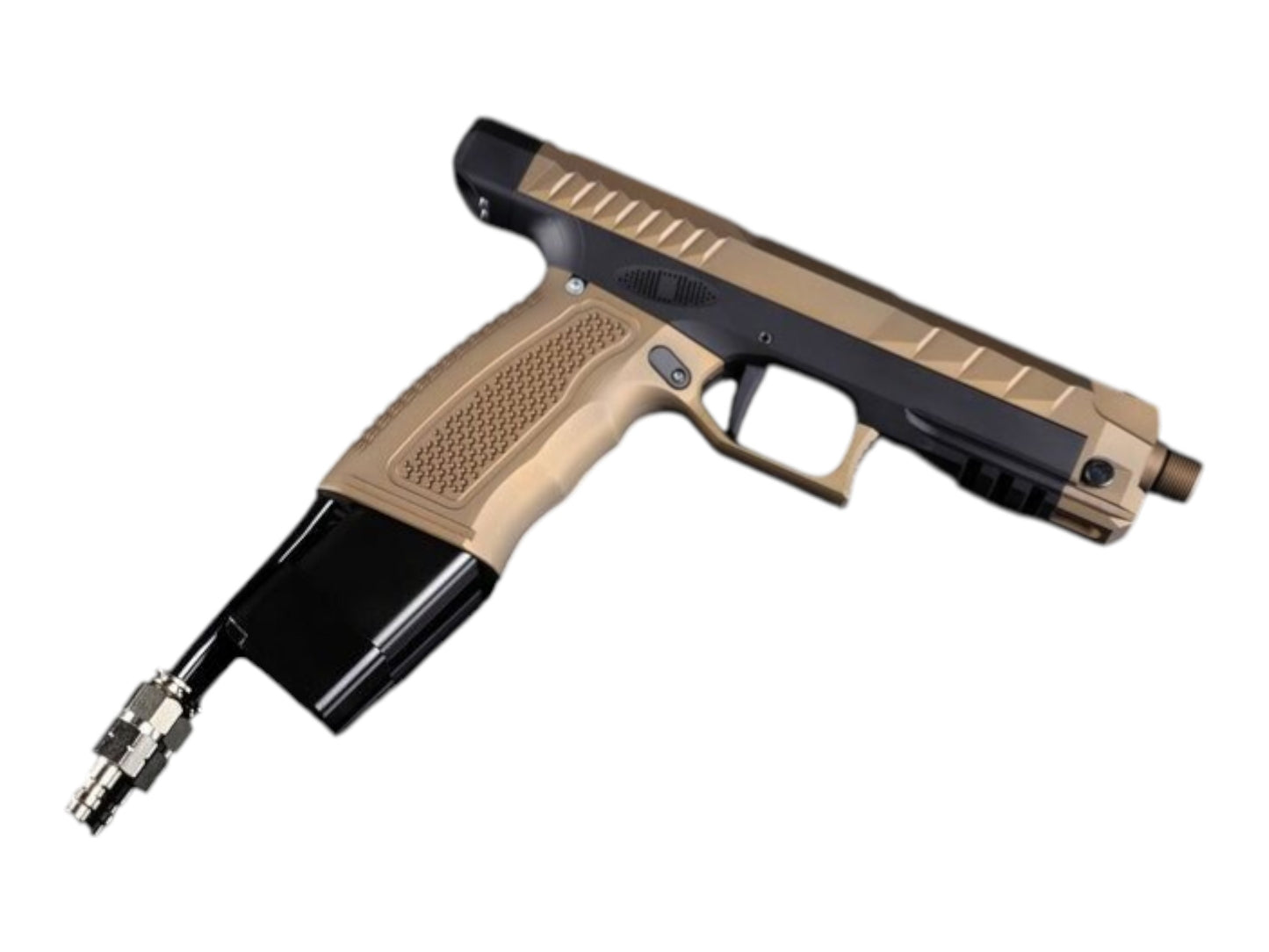 GATE PTX HPA pistol in Tan/Black, right profile