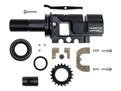 4UANTUM Magnus Pro MCX chamber showing one-piece 6061 billet construction & other parts
