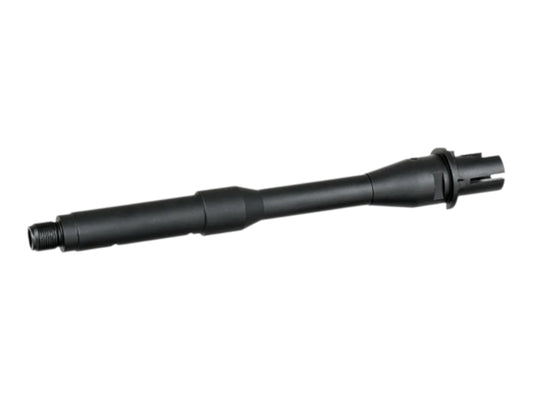 5KU black aluminium outer barrel for M4 and AR-15 AEGs with a flash hider fitted