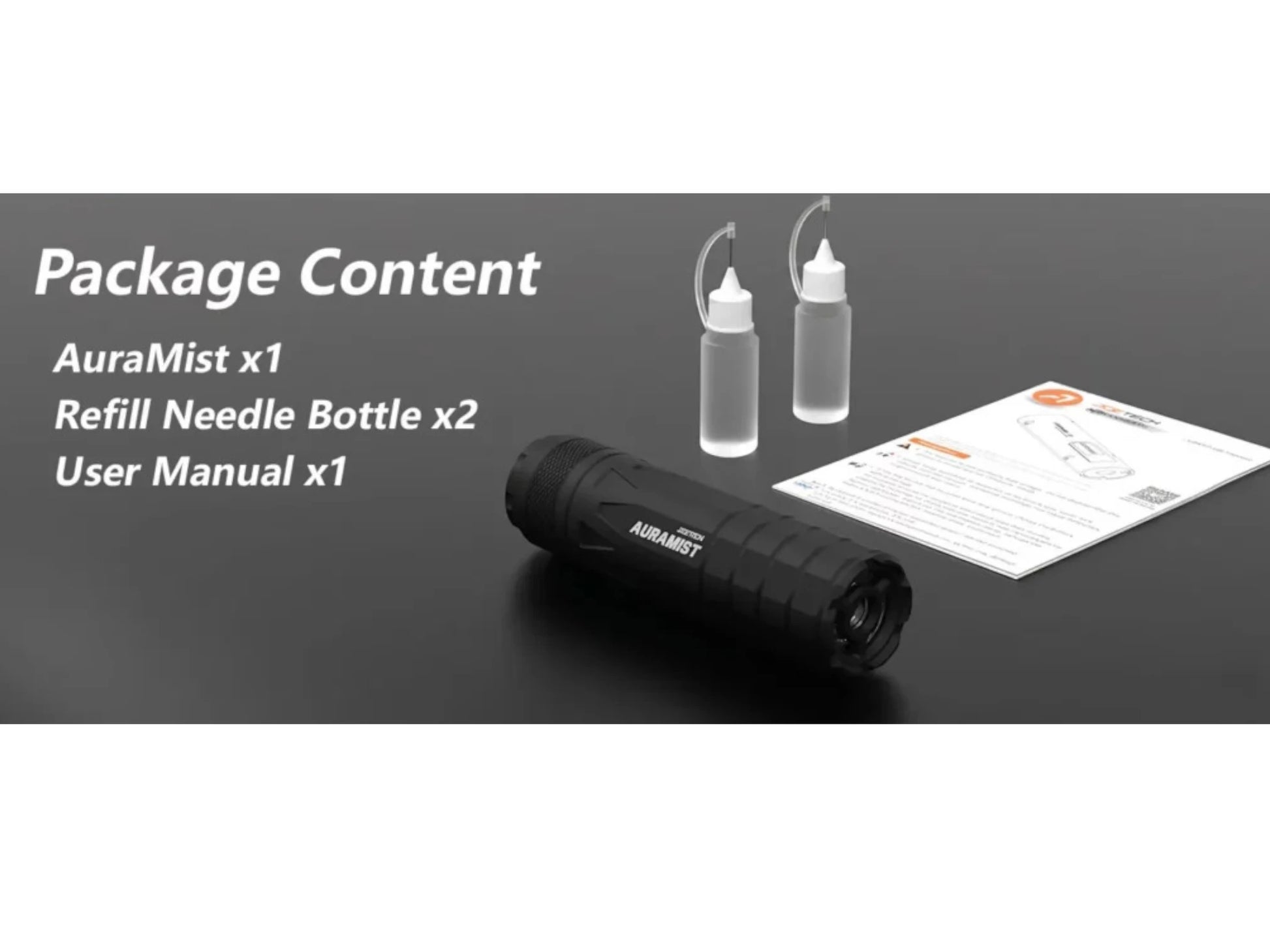 Acetech AuraMist tracer unit supplied with needle refill bottles