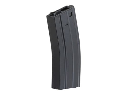 CYMA 320 round steel hi-cap magazine for M4 and M16 AEGs, shown from the side