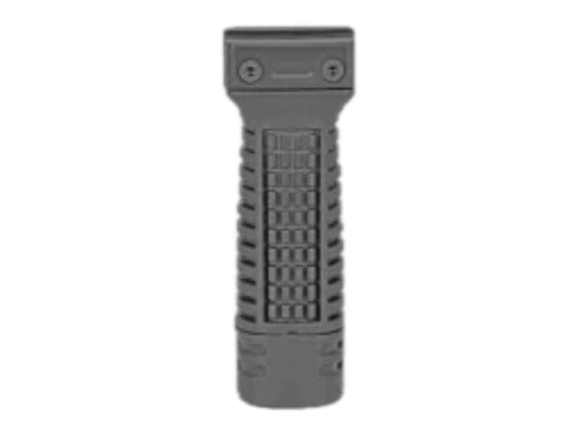 DLG Tactical utility foregrip in black, front view with integral rail clamp