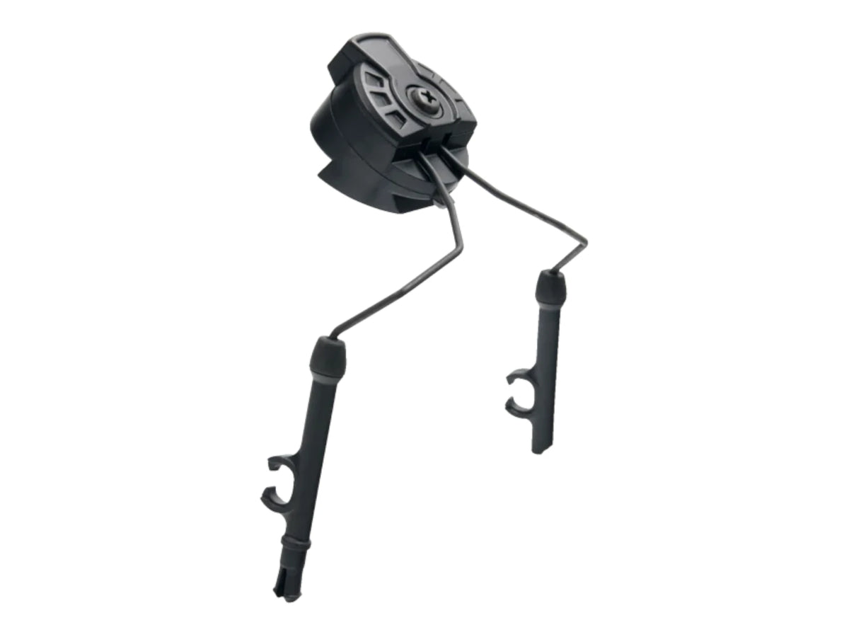 Earmor M11 ARC rail adapter for 3M Peltor at an angle showing the wire arms and rail clips