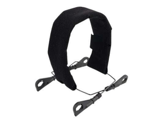 Black Earmor M14C headband with padded cover and twin bracket arms for a helmet-mounted headset