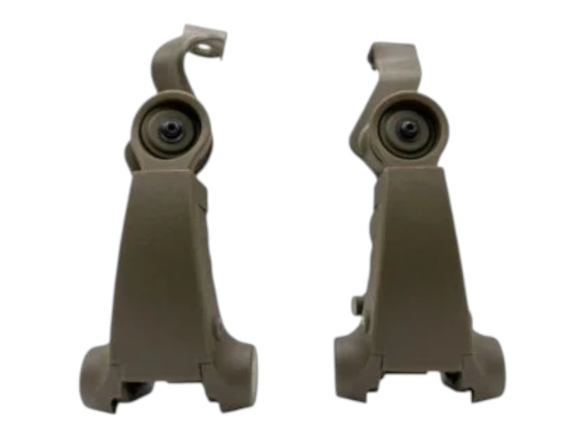 Pair of ranger green Earmor M16A M-LOK helmet adaptor arms shown from the front