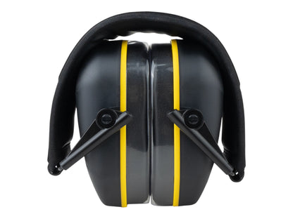 Earmor M300L earmuffs folded flat from the front, cups together and arms crossed