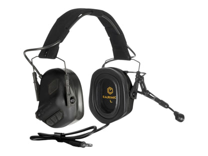 Black Earmor M32X Plus headset with padded headband, boom microphone and downlead