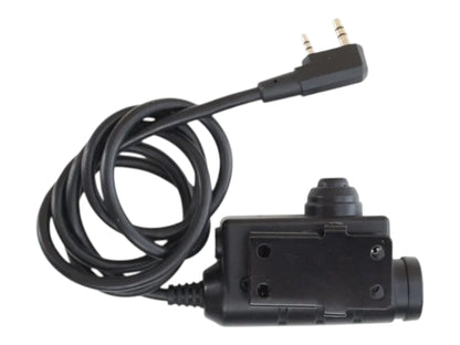 Earmor M51 PTT with coiled cable, Kenwood two-pin plug and clip-on microphone