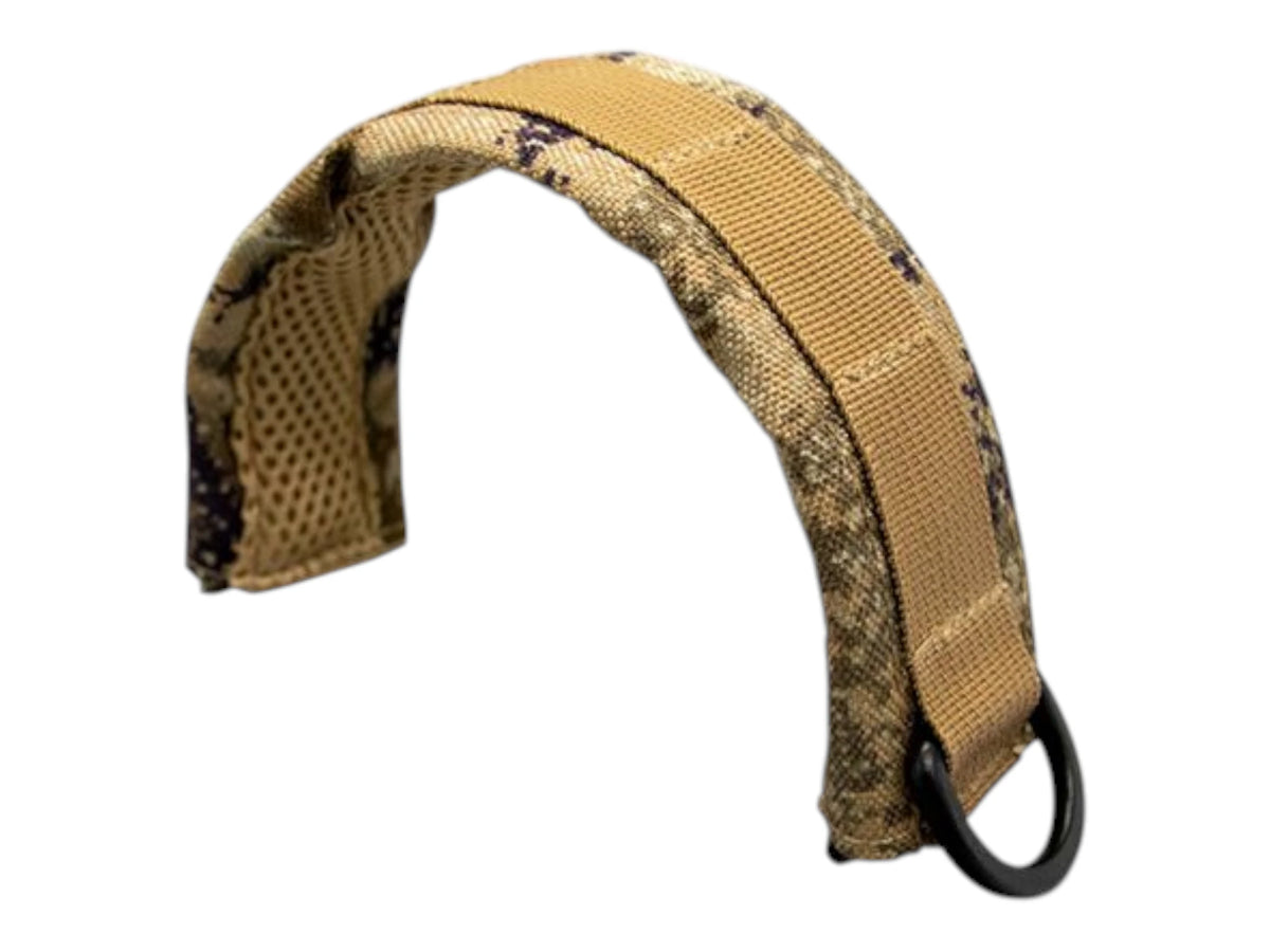 Earmor M61 modular headband in Starry Desert camo, shown from the side with its metal end loop