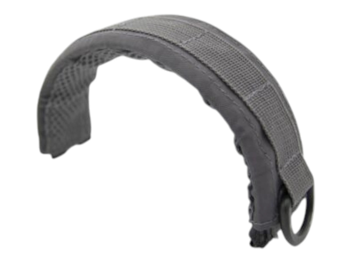 Earmor M61 modular headband in cadet grey, shown from the side with its metal end loop