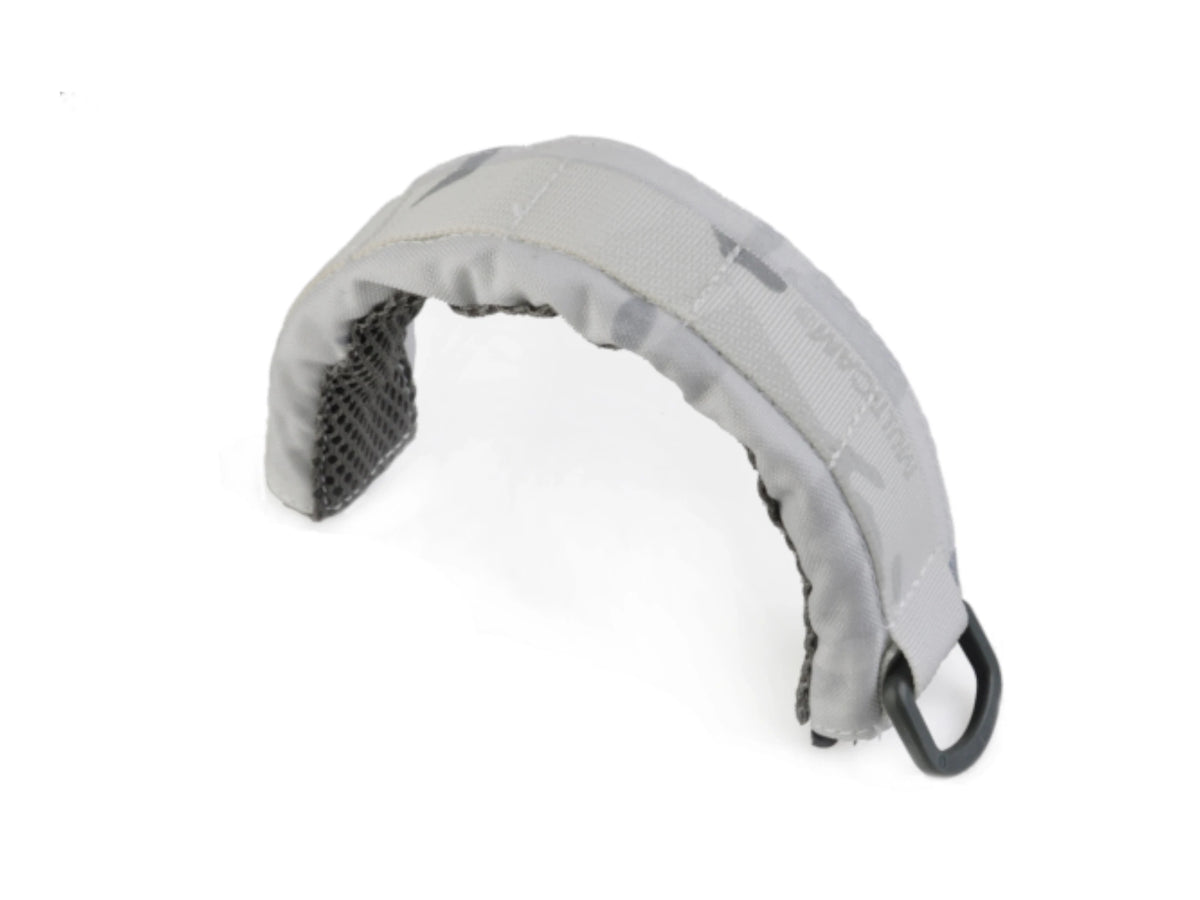 Earmor M61 modular headband in Multicam Alpine, shown from the side with its metal end loop
