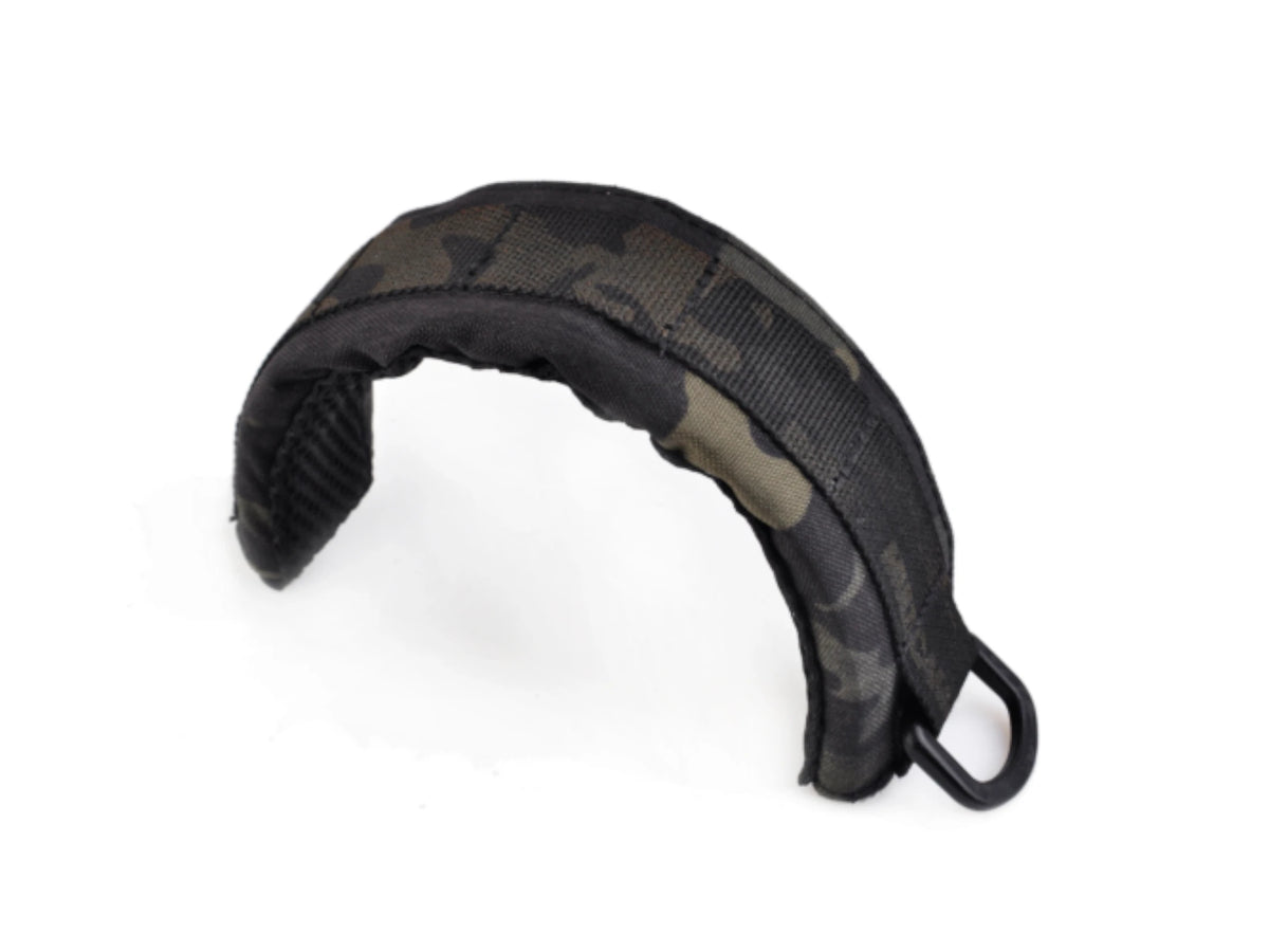 Earmor M61 modular headband in Multicam Black, shown from the side with its metal end loop