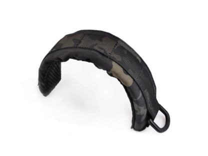 Earmor M61 modular headband in Multicam Black, shown from the side with its metal end loop