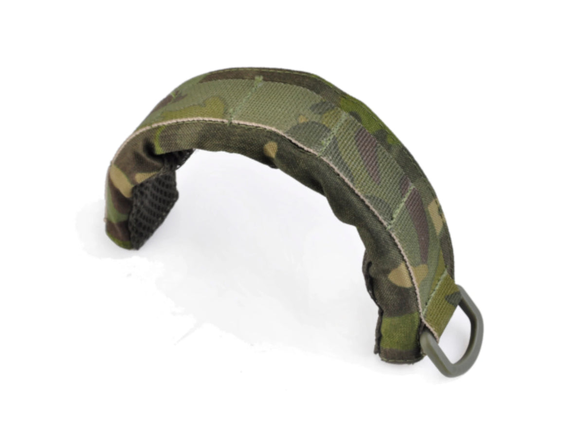 Earmor M61 modular headband in Multicam Tropic, shown from the side with its metal end loop