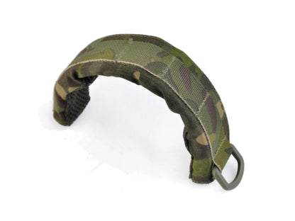 Earmor M61 modular headband in Multicam Tropic, shown from the side with its metal end loop