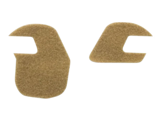Pair of coyote tan S14 hook and loop panels shaped for Earmor M31 and M32 ear cups