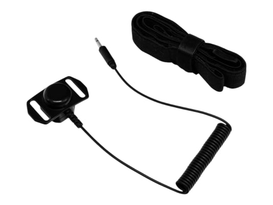 Earmor S20 throat microphone shown with its neck strap and coiled cable with 3.5 mm plug