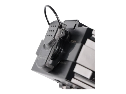 Earmor S25 battery holder fitted over a headset battery compartment, viewed from above