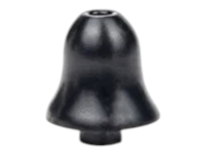 Close-up of a single black Earmor S30 foam eartip showing its bell shape and stem