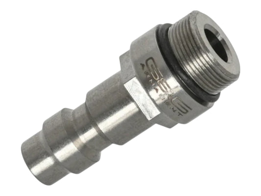 G&G LevAR HPA tap in stainless steel, male Foster fitting with threaded collar