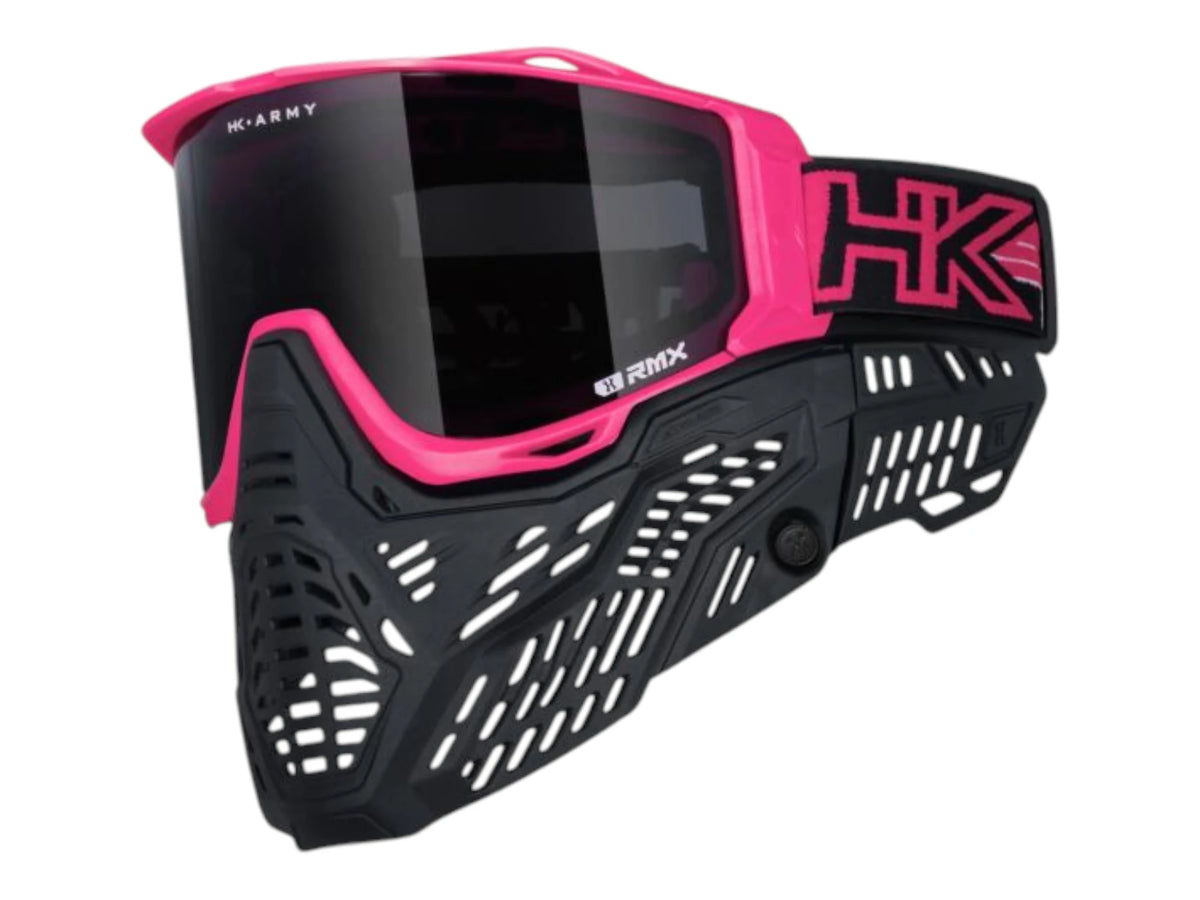 HK Army RMX goggle in pink with a smoke thermal lens, side view