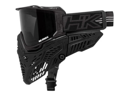 HK Army RMX goggle from the rear three-quarter showing the strap mount and buckle