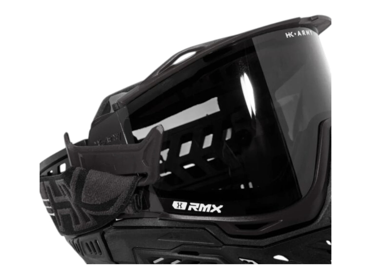 Close view of the HK Army RMX lens edge and the toolless swivel lock catch