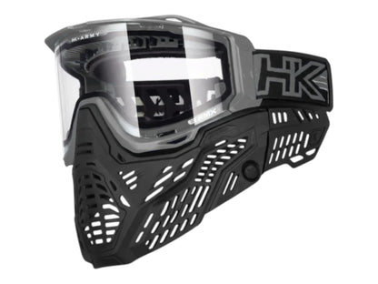 HK Army RMX goggle in grey with a clear thermal lens fitted, side view
