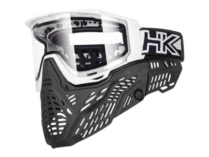 HK Army RMX goggle in white with a clear thermal lens fitted, side view