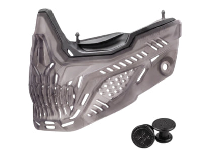 HK Army RMX Terror lower faceplate in smoke grey with skull cut-outs and jaw plugs