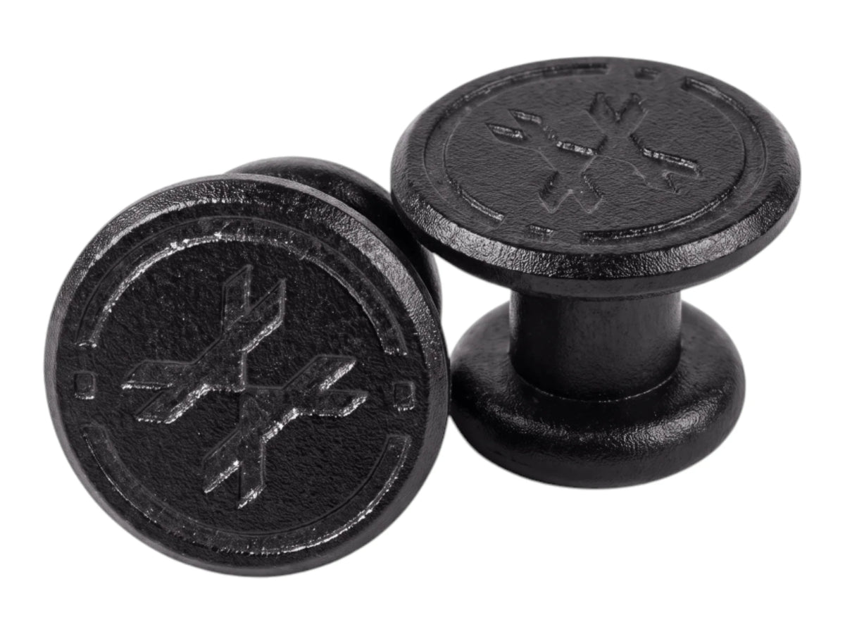 Pair of black quick-click jaw plugs supplied with the RMX Terror lower faceplate