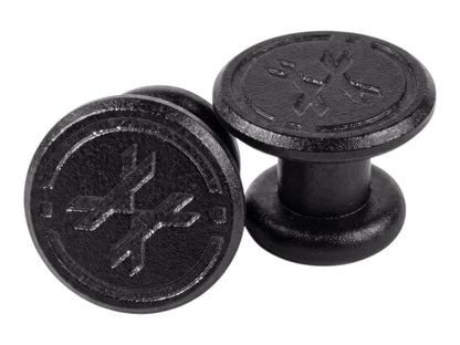 Pair of black quick-click jaw plugs supplied with the RMX Terror lower faceplate