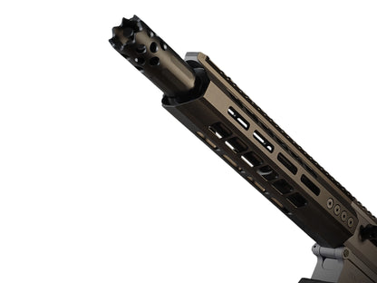 Wolverine Gen-12 shotgun upper in bronze fitted with the Invictus M-LOK rail, muzzle pointing up