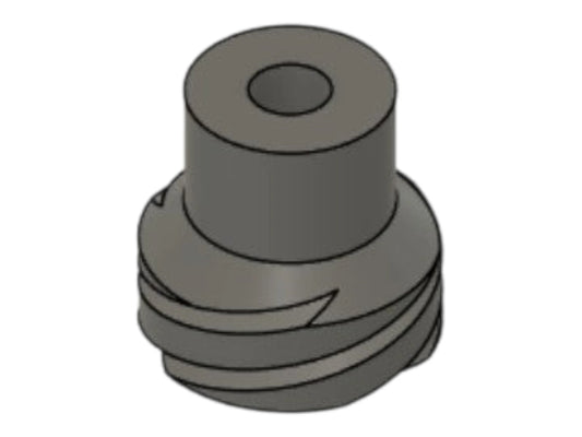 CAD render of the Kross Airsoft Design AAP-01 custom bolt pull, showing the knurled head and spiral cut