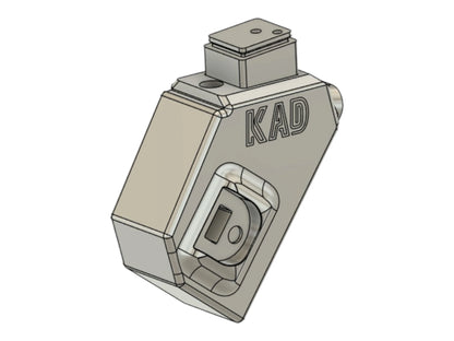 Kross Airsoft Design aluminium angled Hi-Capa adapter in silver, engraved KAD on the side