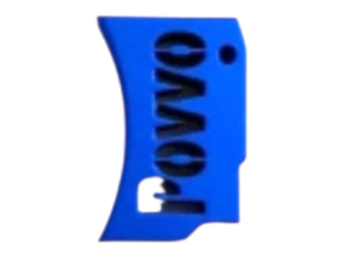 Kross Airsoft Design Hi-Capa trigger shoe, curved face with the Povvo cut-out, in blue