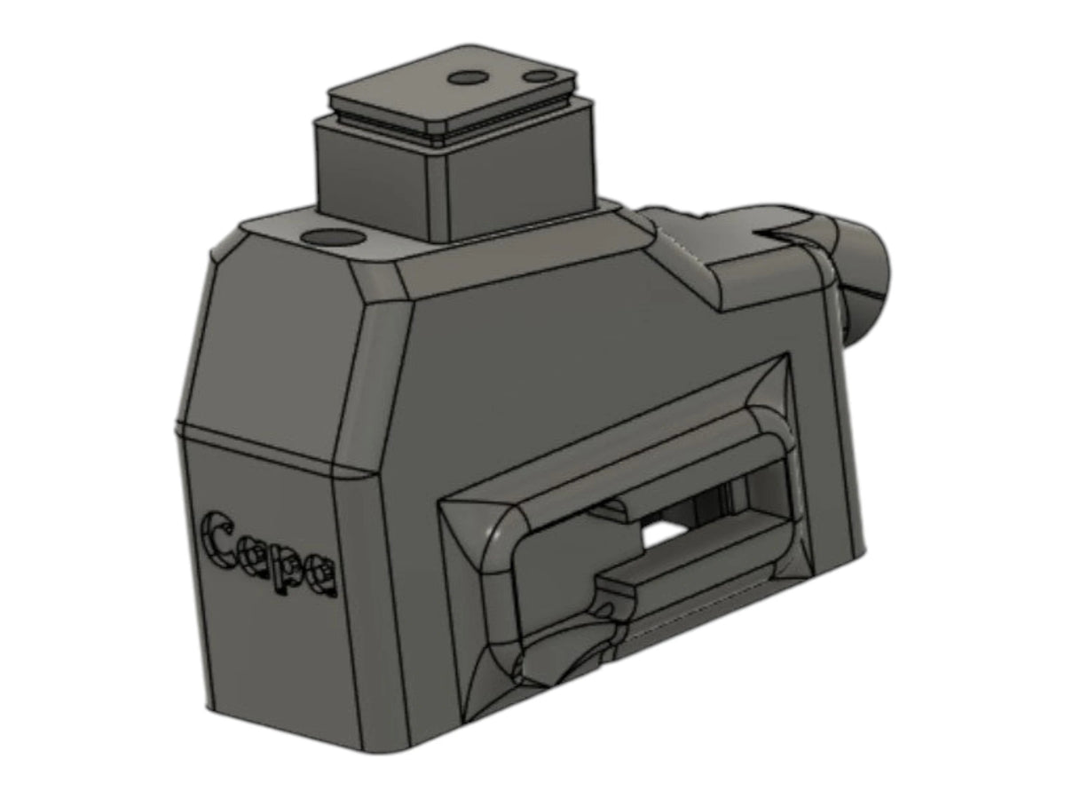 CAD render of the Kross Airsoft Design Hi-Capa and SSP M4 HPA adapter, marked Capa on the body