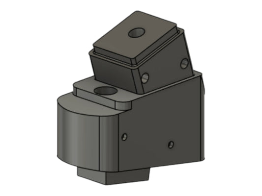 CAD render of the Kross Airsoft Design MK23 HPA drum magazine adapter, viewed from the front