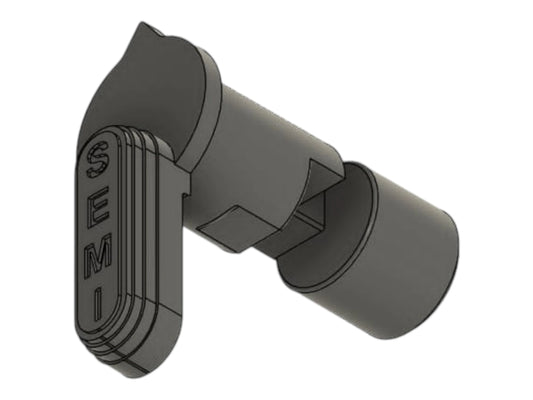 CAD render of the Kross Airsoft Design MWS semi only selector from a second angle, showing the shaft