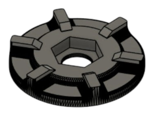 CAD render of the Kross Airsoft Design Odin speed loader replacement wheel, showing the drive teeth