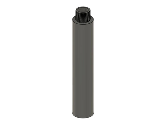 CAD render of the Kross Airsoft Design outer barrel extension, full length with the threaded end uppermost