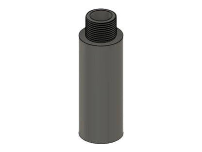 CAD render of the Kross Airsoft Design outer barrel extension in a shorter length, threaded end uppermost