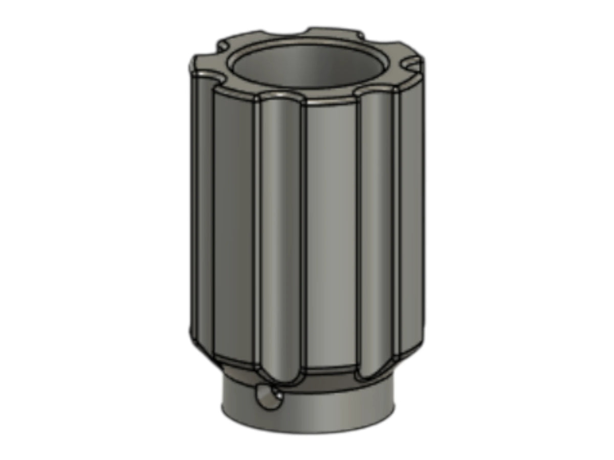 CAD render of the Kross Airsoft Design TM Saiga handle in the seven-line flat-cut style