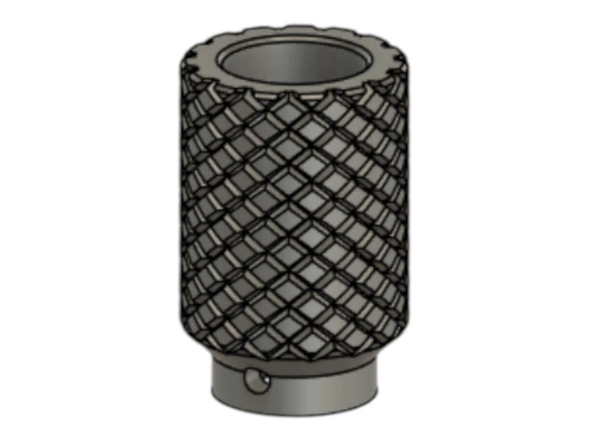 CAD render of the Kross Airsoft Design TM Saiga handle in the knurled diamond-cut style