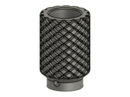 CAD render of the Kross Airsoft Design TM Saiga handle in the knurled diamond-cut style