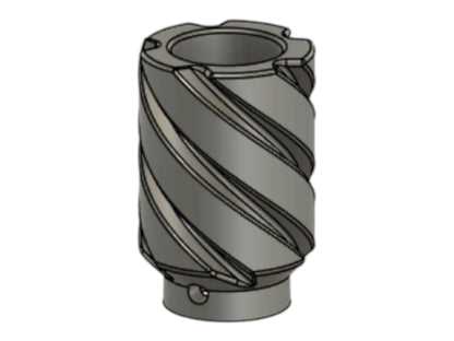 CAD render of the Kross Airsoft Design TM Saiga handle with twisted spiral flutes around the body