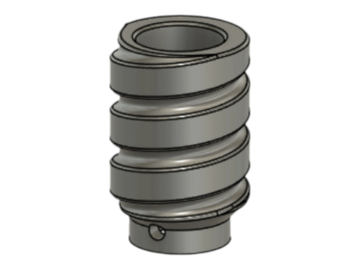 CAD render of the Kross Airsoft Design TM Saiga handle with stacked ring grooves around the body